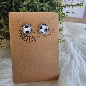 Handmade Stainless Steel Stud Earrings Soccer Sports